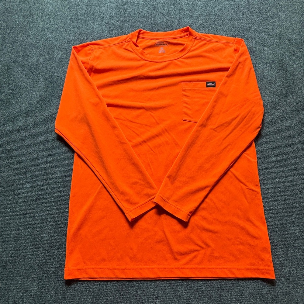 Dickies Mens Orange Long Sleeve Pocket T-Shirt Size M Hunting Safety Work